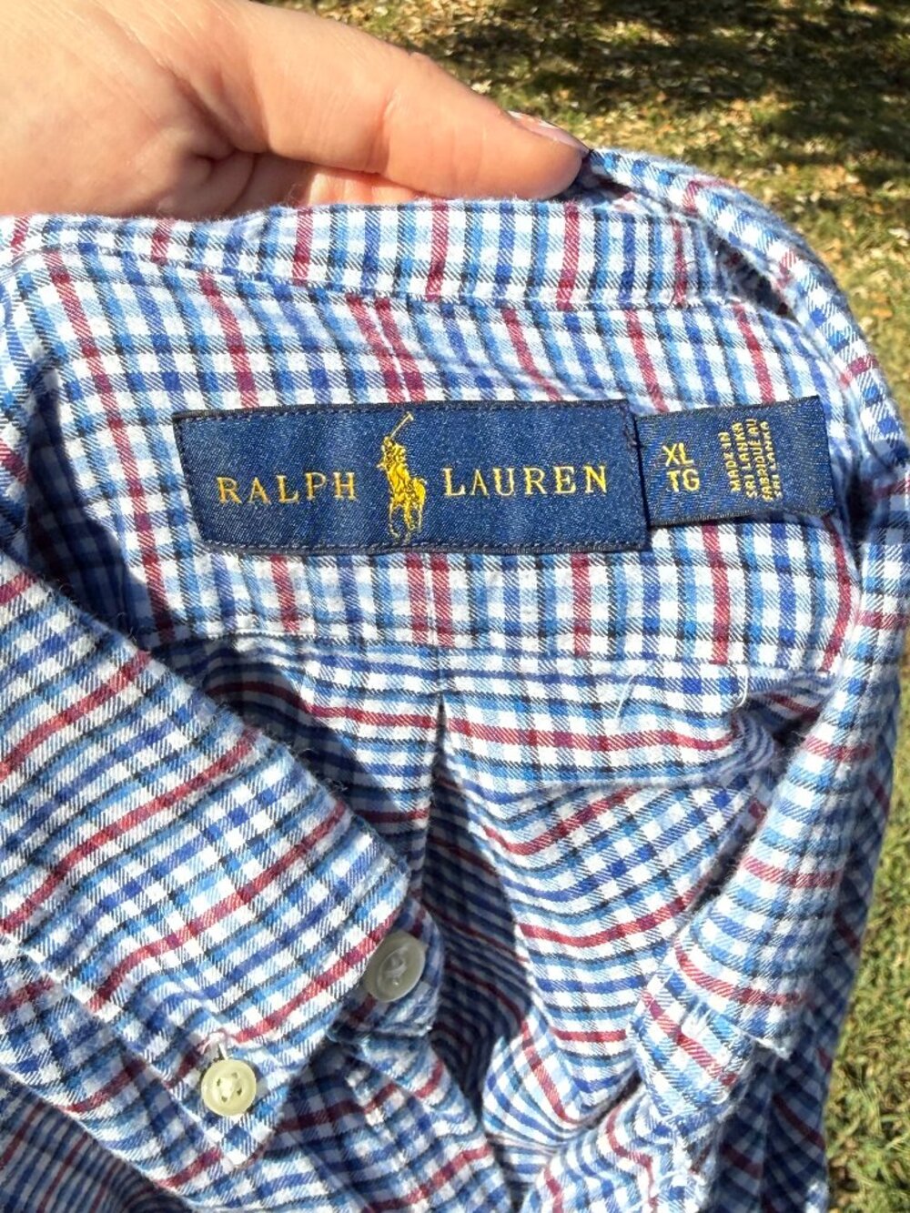 Polo Ralph Lauren Mens XL Blue Red Plaid Shirt Preppy Ivy League Old Money 4227